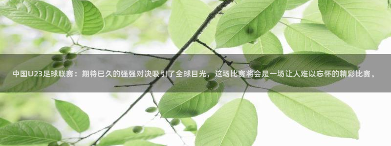 中国U23足球联赛：期待已久的强强对决吸引了全球目光，这场比赛将会是一场让人难以忘怀的精彩比赛。